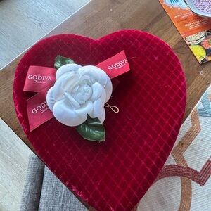 Diva Red Velvet Heart Box with White Rose